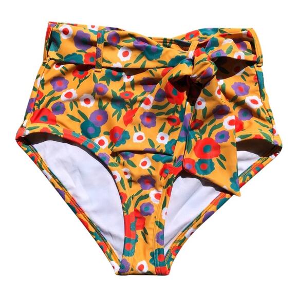 ModCloth NWT Greta 70’s Inspired Floral Print High-Waisted Bikini Bottom Size XL - Picture 2 of 14